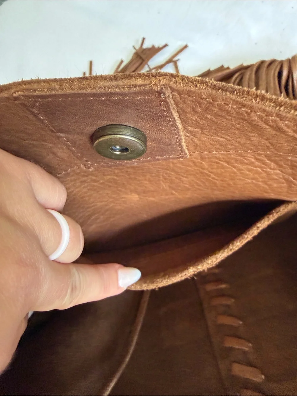 Mcfadin Brown Leather Fringe Western Boho Crossbody Bag Handmade Texas